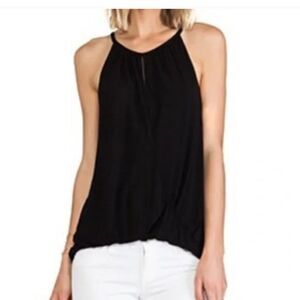 Michael Stars Black Faux Wrap Top One Size